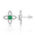 wholesale Metal material fashion ins style elegant floral earrings cultivated emerald ear studs luxury European and American style high-version earrings-0-4