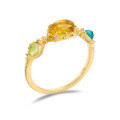 wholesale S925 silver new retro-style natural gemstone peridot chalcedony citrine crystal ring wholesale-0-1