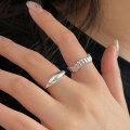 wholesale S925 Sterling Silver Korean Version Geometric Ring for Women, Light Luxury Fashion Minimalist Style Versatile Adjustable Open Band Plain Circle-0-0