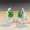 wholesale Sterling Silver Petite Emerald Stud Earrings for Women, Internet-Famous Style Elegant Earrings, New Trendy Minimalist Vintage Wholesale-0-2