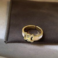 wholesale Cross-border micro-pavé zirconia letter ring for women in metal, exuding a sense of light luxury, advanced style, and versatile fashion with a personalized ring design-xb449-Arc de Triomphe Ring-Gold>Adjustable opening