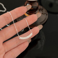 wholesale S925 Sterling Silver Minimalist Light Luxury Wheat Ear Necklace for Women, Korean Versatile Aloof Style Small Design Sense Collarbone Chain-Pure silver (length 40+5CM)