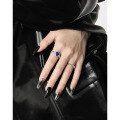 wholesale S925 Sterling Silver Original Niche Design Light Luxury New Chinese Style Geometric Waterdrop Shape Natural Lapis Lazuli Ring for Women-0-3