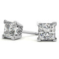 Sterling Silver Square Moissanite Stud Earrings for Women-0-7