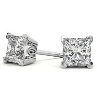 Sterling Silver Square Moissanite Stud Earrings for Women-Style E [Clearance Sale - Free Shipping] White Gold  925 Silver