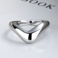 wholesale S925 Sterling Silver Irregular Korean Style Smooth V-Shaped Open Ring Minimalist and Versatile-0-1