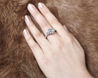 Sterling Silver S925 Classic Ladies' Shimmering Zirconia Proposal Ring, Final Sale.-Size L [Clearance Sale with Free Shipping]  US Size 7.5