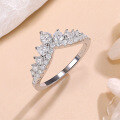 wholesale 18K gold-plated S925 sterling silver cross-border best-selling crown moissanite ring, V-shaped design fashion jewelry-0-0
