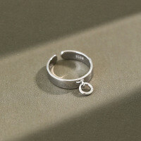 wholesale S925 Korean-style chic minimalist design hollow small circle ring HJZ240-White gold>Adjustable opening