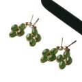 wholesale S925 Silver Inlaid with Natural Jasper Pearl Four-Leaf Clover Earrings, Designed with Hetian Jade, Elegant New Style Earrings-0-4