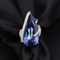 wholesale S925 Silver Luxe High-End Ionite Blue Sapphire Ring Fashion Large Carat Colored Crystal Ring, European and American Bestseller-0-1