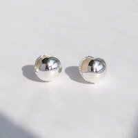 wholesale 925 Sterling Silver Round Ball Earrings for Women, Minimalist and Versatile Cold Style Metal Spherical Earrings-Ball Earrings (Copper with Gold Plated)