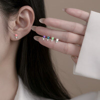 wholesale S925 Sterling Silver Tulip Thread Earrings, Ins-style Design, Unique and Exquisite Ear Jewelry M04337-S925 silver pair light green>925 silver