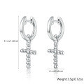 wholesale S925 silver ear studs with gold cross design, fashionable, minimalist, and high-end versatile earrings, a cross-border bestseller-0-5