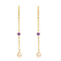 wholesale S925 silver Japanese-style minimalist and delicate midi amethyst pearl earrings, Spring new collection-0-0