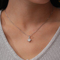 Sterling Silver Moissanite Chevron Necklace with Classic Carat Pendant-0-1