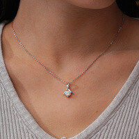 Sterling Silver Moissanite Chevron Necklace with Classic Carat Pendant-1-carat necklace (moissanite)  925 silver