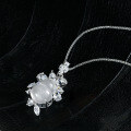 wholesale Exquisite white chalcedony small ice gourd pendant necklace with adjustable 45cm chain in metal-0-2