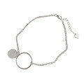 wholesale S925 Sterling Silver SB020 Korean-style Ankle Chain with Minimalist Geometric Circle and Round Charm, Versatile Silver Jewelry for Women-0-4