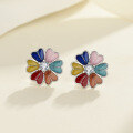 wholesale S925 Sterling Silver New Cross-Border Bestselling Moissanite Colored Bone Studs Fashionable High-End Floral Ear Studs Ear Jewelry-0-1
