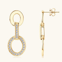 wholesale 925 Sterling Silver European and American Ins Style New Moissanite Earrings Double Hoop High-End Fringe Ear Crawler Wholesale-White 0.36 carats+0.36 carats