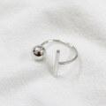 wholesale S925 Sterling Silver Handmade Geometric Square Bead Open Ring in Korean Style-0-1