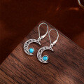 wholesale 925 Sterling Silver European and American Cross-Border Turquoise Earrings for Women, Light Luxury Advanced Celtic Star and Moon Ear Drops-0-3