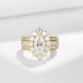 wholesale 18k Gold Plated Silver 6*12mm Marquise 2-Carat Full Moissanite Ring for Women-0-1