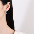 Sterling Silver Moissanite Earrings, Three-Prong Design, Minimalist and Chic-0-2