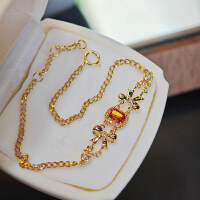 wholesale S925 Sterling Silver Bow Bracelet by Red Elk, a, versatile, and fashionable French-style hand accessory-BS0210-Gold 925 Silver