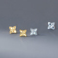 wholesale S925 Sterling Silver Fresh and Sweet Ins Style Niche Design Ice Cube Four-Leaf Flower Earrings M06558-0-0
