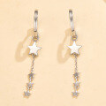 wholesale Sterling Silver S925 Star Tassel Drop Earrings with Star-shaped Hoops, Fashionable, Elegant, and Sophisticated Ear Accessories-0-3