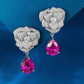 wholesale S925 Silver Full-Diamond New Camellia 9*11 Rose Flower Earrings for Women, Exquisite and Versatile Style-0-1