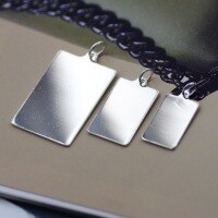 wholesale 990 Sterling Silver DIY Engraving Plain Couple Pendant Hip-hop Rectangle Blank Tag Accessory-Small size (5000071) Pure silver