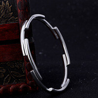 wholesale S990 Sterling Silver European and American Style Creative Design Bracelet, Japanese and Korean Version Minimalist Silver Bangle Women's Cross-Border New Accessories-990 silver bracelet about 21.7 grams 990 silver