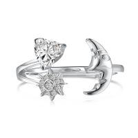 wholesale S925 Sterling Silver INS Style Viral Ring for Women, High-End Leaf Twisting Design, Niche Luxury Flower Ring-DY121042-SW-WH Opening adjustable