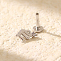 wholesale 925 Sterling Silver Piercing Studs Earrings Twelve Zodiac With Flat Back  For Women-Platinum (Virgo) 925 silver (price per piece)
