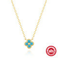 wholesale S925 Sterling Silver Petal Set with Diamond and Turquoise, a Minimalist European-style Accessory Collection-0-5