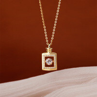 wholesale S925 Sterling Silver Maker's Wish Bottle Necklace, Niche Design, Light Luxury with High-End Feel, Perfume Bottle Pendant Collarbone Chain, Korean Version New Style-Perfume Bottle Chain--Rose Gold >925 Silver