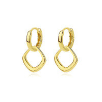 wholesale 925 Sterling Silver Minimalist Geometric Hoop Earrings For Women, Versatile, Unique, Ready To Ship Wholesale-E3070-Gold 925 Silver