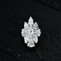 wholesale Metal: 925 Silver 25*4mm Teardrop Universal Versatile Clasp for Fashion Jewelry【Clasp Only】-White [P3695] Main stone: 2.5*4mm