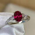 wholesale 925 Sterling Silver ZHUO ZHI FAN Jewelry New 6*8mm Oval Simulated Pigeon Blood Red Ruby Fashion Versatile Ring-0-0