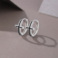 wholesale 925 Sterling Silver Vintage Cross Drop Earrings Women's Fashionable Retro Hoop Earrings for Style Elegant Ear Jewelry-A pair of black cross earrings>925 silver