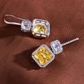 wholesale 925 Silver 5-carat Square CZ Earrings for Women, Full Diamond Luxury Style-0-2