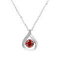 925 Silver Cross-Border Moissanite Necklace, 1 Carat Jumping Heart Pendant with Colorful Moving Waterdrop Moissanite-0-7