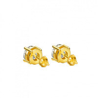 18K Gold Plated S925 Silver Four-Prong Ear Stud with Screw Back and Moissanite-2 carats (set with moissanite)  925 silver