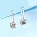 wholesale PT950 Gold Plated 925 Sterling Silver D Color Moissanite Earrings for Women, Minimalist Square Stud Ear Hooks, Factory Direct Wholesale in Stock-0-6