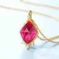 wholesale S925 Sterling Silver Japanese-Inspired Luxury Minimalist Diamond-Shaped Exquisite Prong-Set Ruby Pendant Necklace Cross-Border Best-Seller-0-3