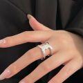 wholesale S925 Sterling Silver Adjustable Wide Heavy Duty Ring for Women, Korean Summer New Edition High-End Sense Ring-0-0