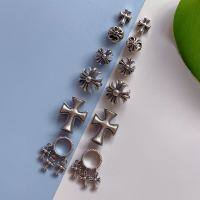 wholesale S925 Silver Antiqued Cross Through-hole Pendant Chrome Hearts Dreamcatcher Pendant DIY Beading Bracelet Necklace Silver Accessories-1# one